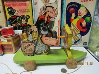 FISHER PRICE POPEYE THE SAILOR 1936 WOODEN PULL TOY 703 COND, 5