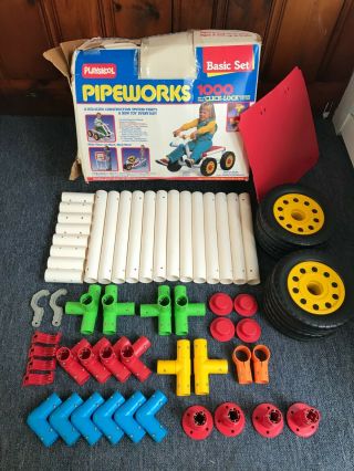 Vintage 1986 Playskool Pipeworks 1000 Basic Set Complete Building Toy
