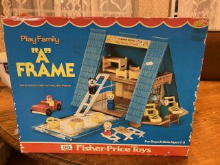 1974 Vintage Fisher Price Play Family A - Frame House 990 With Box