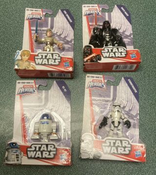 4 Playskool Star Wars Galactic Heroes Luke,  Darth Vader,  R2 - D2 Storm Trooper