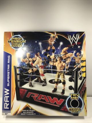 Mattel Wwe Raw Superstar Wrestling Ring Spring Loaded Mat,  Open Box