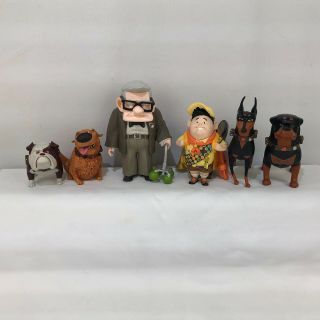 Disney Pixar Pvc Figures From The Movie Up Carl Russell Dug And 3 Evil Dogs