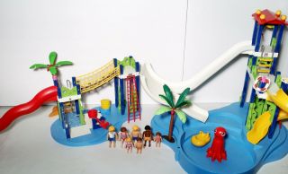 Playmobil 6669 6670 Summer Fun Series Water Park With Slides Park Play Area