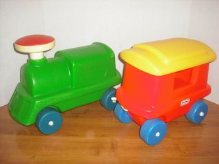 Vintage Little Tikes Chugga Choo Choo Train And Caboose Toddler Ride On W/ Horn