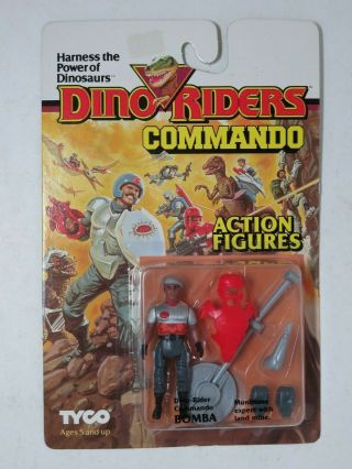 1989 Tyco Dino Riders Commando Bomba Action Figure With Accessories Nip