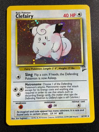 Clefairy Base Set 2 Pokemon Card 6/130 Vintage 2000 Wizards Of The Coast Wotc