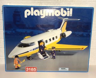 Playmobil 3185 Aero Line Airplane Complete W Instructions Box & Poster