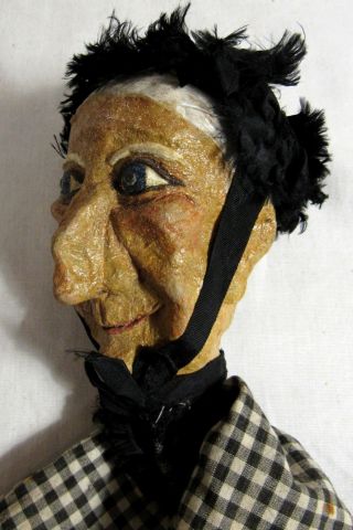 Antique Hand Made Vintage Punch And Judy Paper Mache Folk Art Puppet Toy Doll