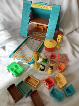 Vintage Fisher Price A Frame House And Furniture