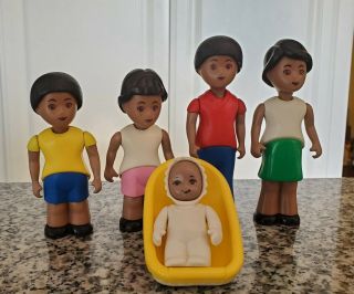 Vintage Little Tikes Dollhouse African American Black Family Baby Mom Dad Kids