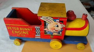 Rare Vintage 1941 Fisher Price Peter Bunny Engine Pull Toy