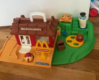 1989 Vintage Fisher Price Little People McDonalds Restaurant 2552 Toy Set Food 2