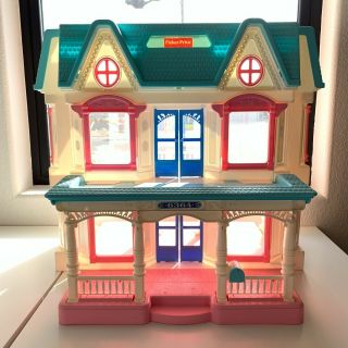 Vintage 1993 Fisher Price Dream Doll House Loving Family 6364 Blue Roof