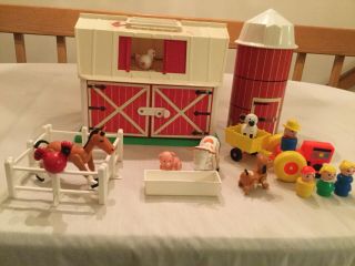 Vintage 1986/1990 Fisher Price Play Family Farm & Silo,  Bright Colors,  Usa