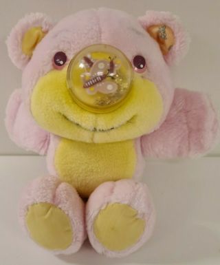 Vintage 1987 Playskool Nosy Bears Flybye Pink & Yellow 11 " Plush Bear Butterfly