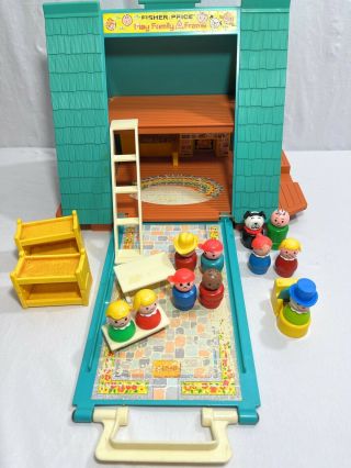 Vintage Fisher Price A Frame House With Accessories 990 Not Complete