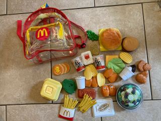 2001 Mcdonalds Backpack Play Food Set Mc Flurry,  Nuggets,  Fries,  Burgers Rare
