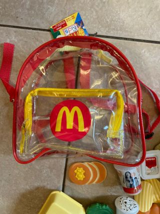 2001 McDonalds Backpack Play Food Set Mc Flurry,  Nuggets,  Fries,  Burgers RARE 2