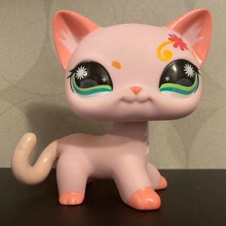 Authentic Littlest Pet Shop No Jumbo Large Deco Pink Shorthair Cat 5”