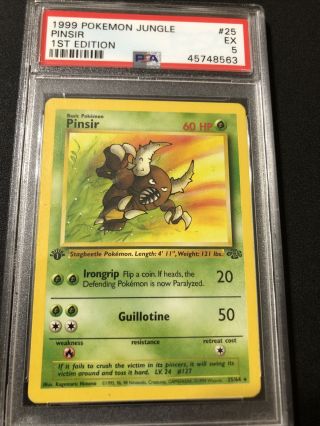 1999 Pokémon Jungle Pinsir 1st Edition Psa 5 Card Rare Wotc Tcg Bgs