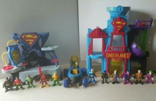 Imaginex Superman Daily Planet Playset Justice League Figures Hero Friends