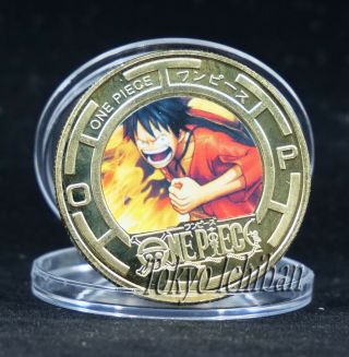 One Piece Gold Metal Coin - Monkey D Luffy - Card Carte Billet Figurine