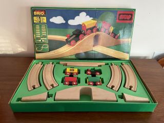 Vintage Brio Wooden Train Toy Set 33125 Figure 8 Track With Bridge