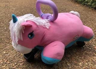 Little Tikes Pillow Racer Pink Unicorn Ride - On Toy Rare Plush Push Wheels
