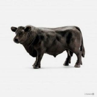 Schleich 1/20 Toy Farm Animal Plastic Black Angus Bull