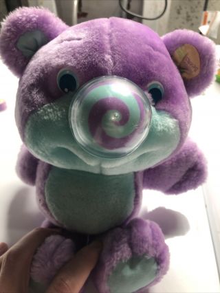 Playskool Nosy Fizzy Plush Nosey Bears Purple Teddy Spiral Toy Vintage Doll 1987
