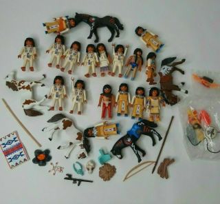 Vintage Playmobil Native American Indian Tribe W/ Horses Papoose Custom Toy Set