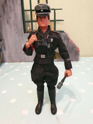Vintage Action Man Bpee Figure In A D.  I.  D.  German Ss Officer Outfit Figure