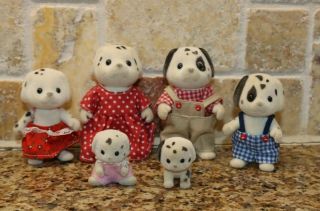 Calico Critters Epoch Sylvanian Families Dalmation Family Of 6 Dogs Dad Mom Kids