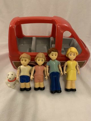Little Tikes Dollhouse " Family Red Mini Van,  Figures & Dog Vintage 1980s 6 Piece