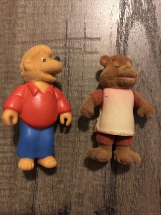 Vintage Flocked Vinyl Toy Figures 1986 Brother Berenstain Bear & Teddy Ruxpin
