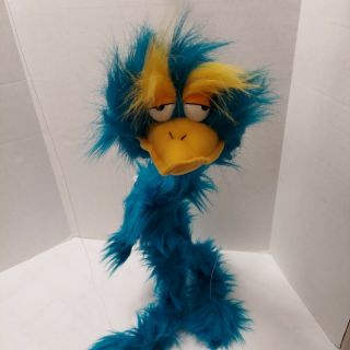 Teal Doozy Bird Marionette Fluffy Bird Muppet String Puppet Hosung 1994