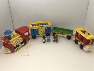 Vintage Fisher Price Little People 991 Circus Train 1973 W/ Bear & More
