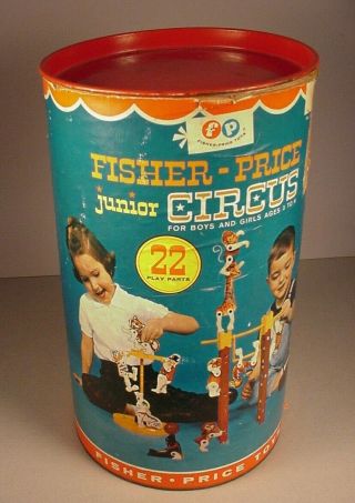 Vintage 1963 Fisher Price Circus Toys Wooden And Plastic Zoo Animals Playset