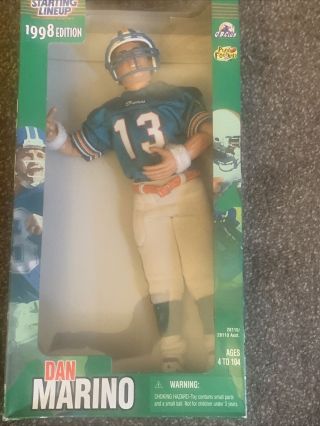 1998 Nfl Starting Lineup Dan Marino Miami Dolphins 12 Inch Poseable Figure Stand