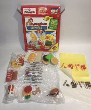 Vintage 99 Mcdonaldland Happy Meal (shelcore) Cheeseburger 30 Piece Toy Food Set