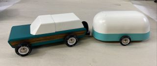 Candylab Toys Wooden Toy Car & Airstream Camper Trailer Vintage Collectible
