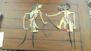 2 Large Antique Java Indonesian Wayang Kulit Stick Shadow Theatre Puppets