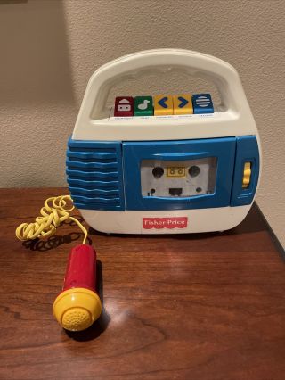 Vtg Fisher Price Sing A Long Cassette Player & Microphone 1997 Model 73801