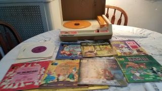 Fisher Price Vintage Record Player With 10 Vintage Records 825 With Cord