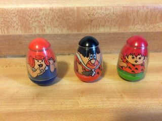 Vintage Playskool Weeble Wobbles Flintstones Family Fred Wilma & Pebbles