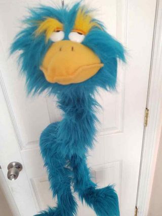 Teal Doozy Bird Marionette Fluffy Bird Muppet String Puppet Hosung 1994