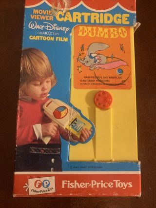 Vintage Fisher Price Movie Viewer Cartridge Walt Disney Dumbo W/ Box 1973