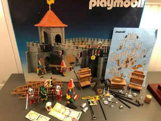 Vintage Geobra Playmobil 3446 Small Medieval Castle Box And Accessories