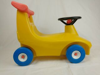 Vtg Ride on Scoot Race Car Yellow Made USA Little tikes toddler 3