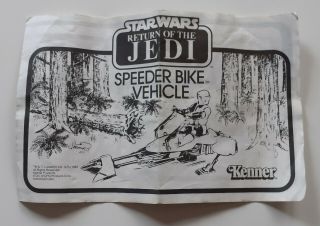 Star Wars Vintage Rotj Speeder Bike Instructions Kenner 1980